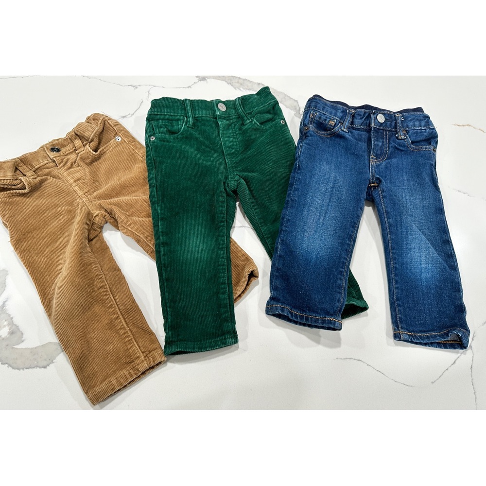 Gap Childrens Place Toddler Pants Lot‎ 3 Corduroy Denim Green Tan Blue 18-24M